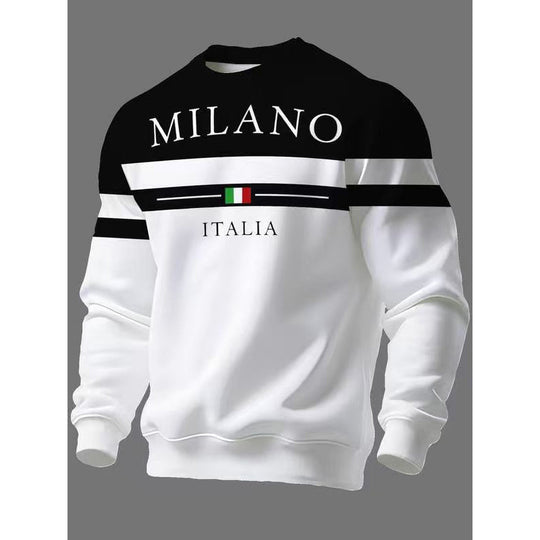 Milano Italia Style, Bold Contrast | Men's Striped Graphic Sweatshirt