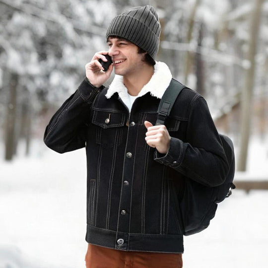 🧥 Vintage Denim, Sherpa-Lined Warmth | Men's Casual Jacket ⚡ Free Shipping