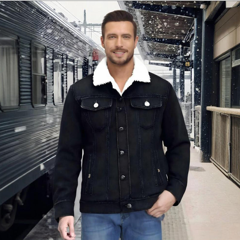 🧥 Vintage Denim, Sherpa-Lined Warmth | Men's Casual Jacket ⚡ Free Shipping