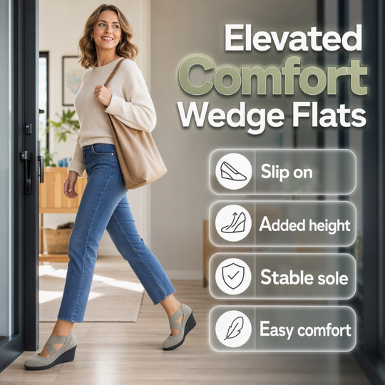 👠 More Height, Steadier Steps | Women's Stretch-Strap Wedge Flats