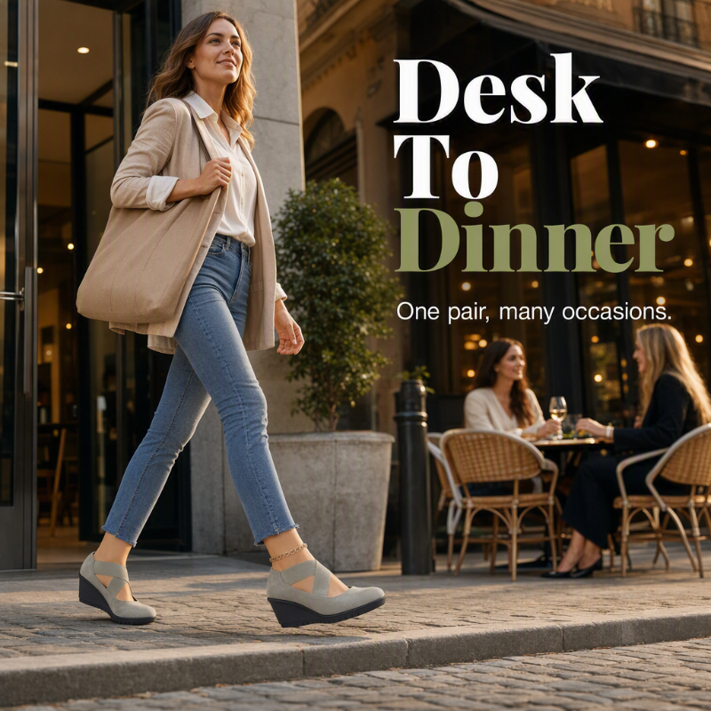 👠 More Height, Steadier Steps | Women's Stretch-Strap Wedge Flats