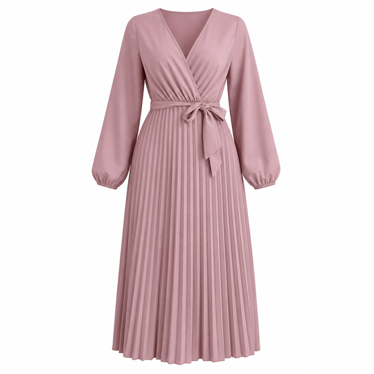 👗⌛Limited-Time Offer-Women's Elegant Crossover V Neck Pleated Maxi Dress✨