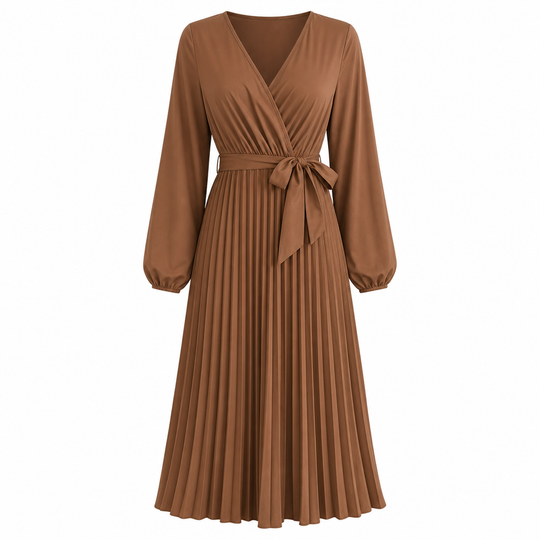 👗⌛Limited-Time Offer-Women's Elegant Crossover V Neck Pleated Maxi Dress✨