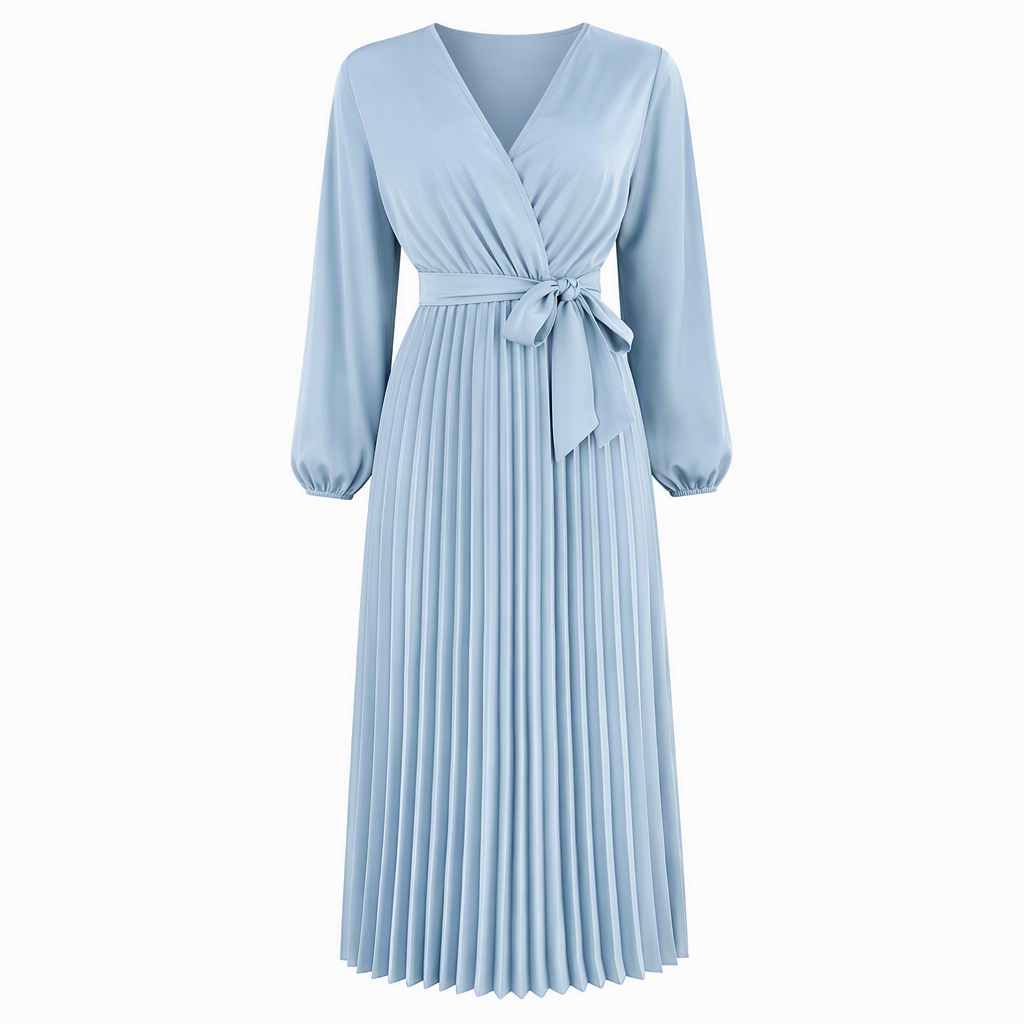 👗⌛Limited-Time Offer-Women's Elegant Crossover V Neck Pleated Maxi Dress✨