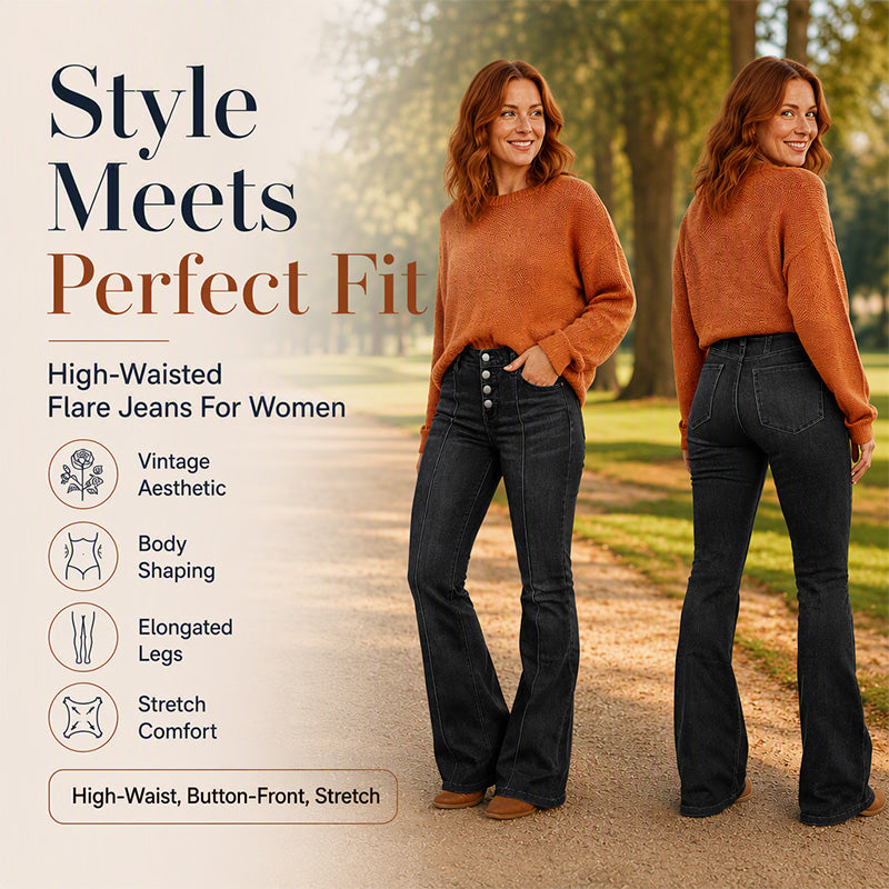 ⏰ Last Day Sale 50% Off | Women's High-Waisted Stretch Flare Jeans