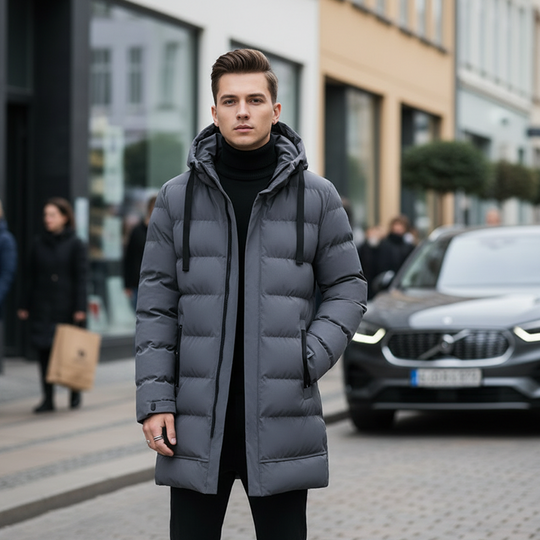 🧥 Extended Warmth, Windproof Coverage | Men's Mid-Length Hooded Puffer Jacket ⚡ Free Shipping