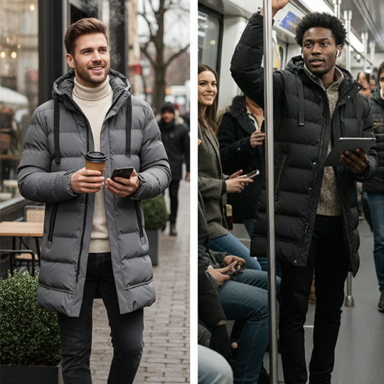 🧥 Extended Warmth, Windproof Coverage | Men's Mid-Length Hooded Puffer Jacket ⚡ Free Shipping