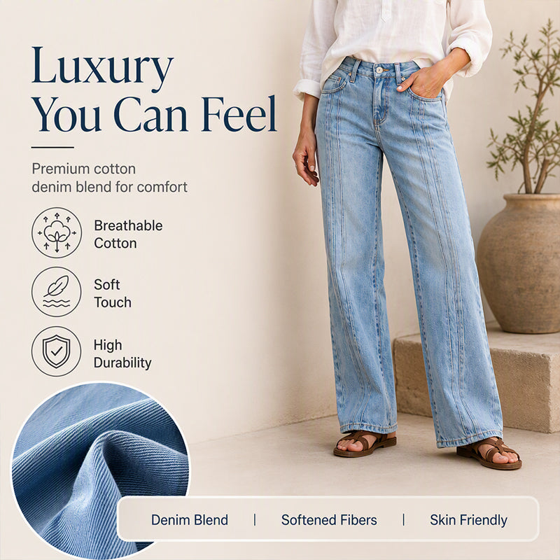👖 Front Seam Detail, Flattering Wide-Leg Fit | Women's Jeans