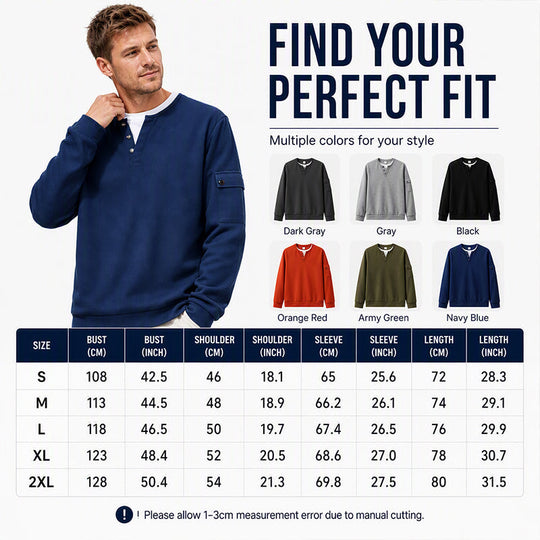 ⏳LAST DAY SALE 70% OFF✨🍂Men's Waffle Knit Fake Two-Piece Henley Top