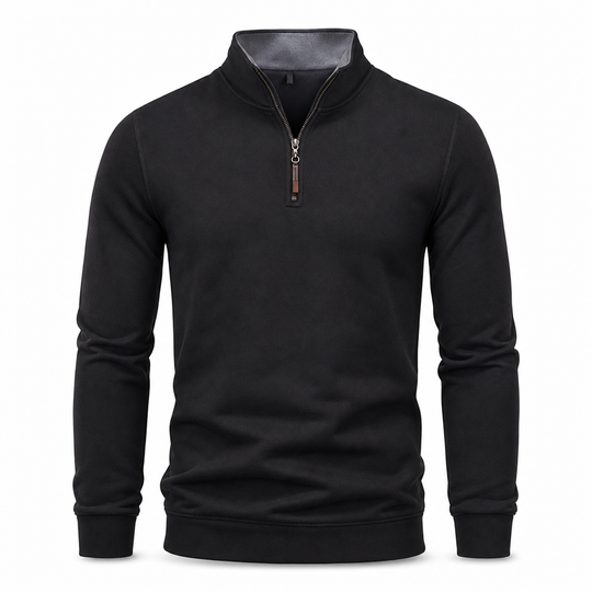 🏷️ Smart-Casual Made Easy | Men's Quarter-Zip Ribbed-Collar Knit Pullover