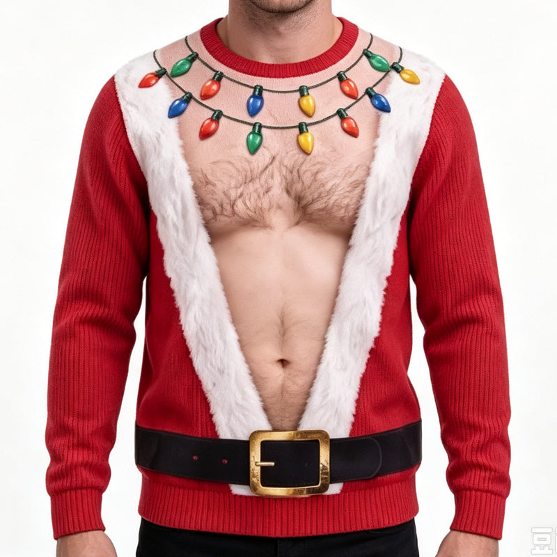 🎄 Holiday Fun | Men’s 3D Muscle Print Christmas Sweatshirt