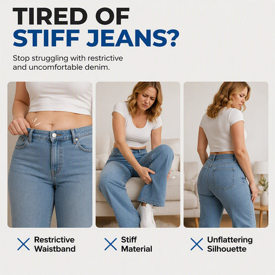 Women's Casual Drawstring Wide-Leg Jeans