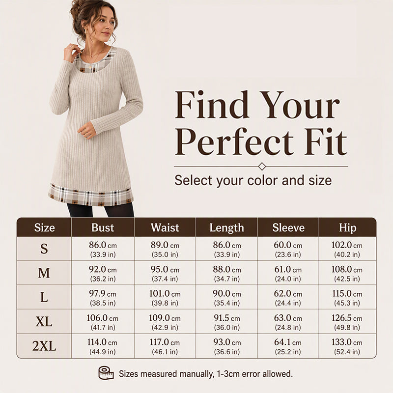 Women's Casual Plaid Patchwork Knit Dress