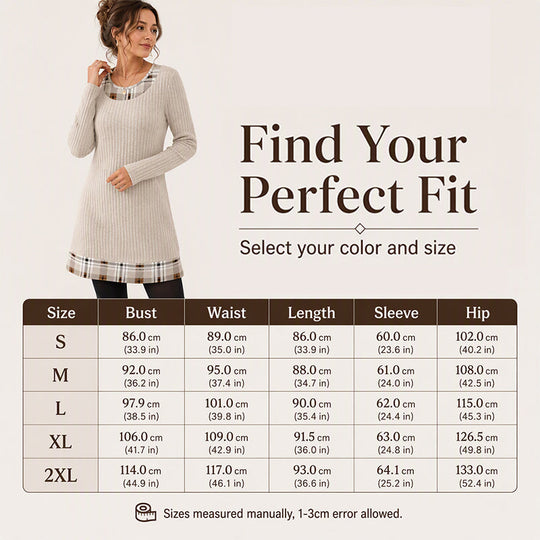 Women's Casual Plaid Patchwork Knit Dress