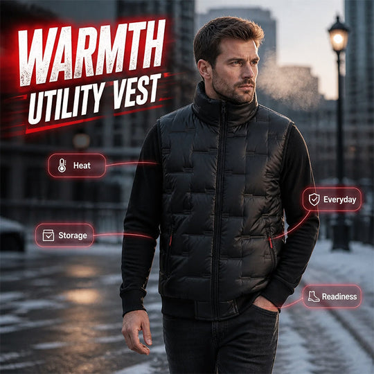 🦺 Warm Core, Hands-Free Storage | Men's Multi-Pocket Quilted Utility Vest