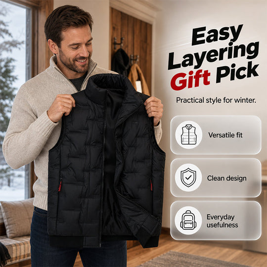 🦺 Warm Core, Hands-Free Storage | Men's Multi-Pocket Quilted Utility Vest