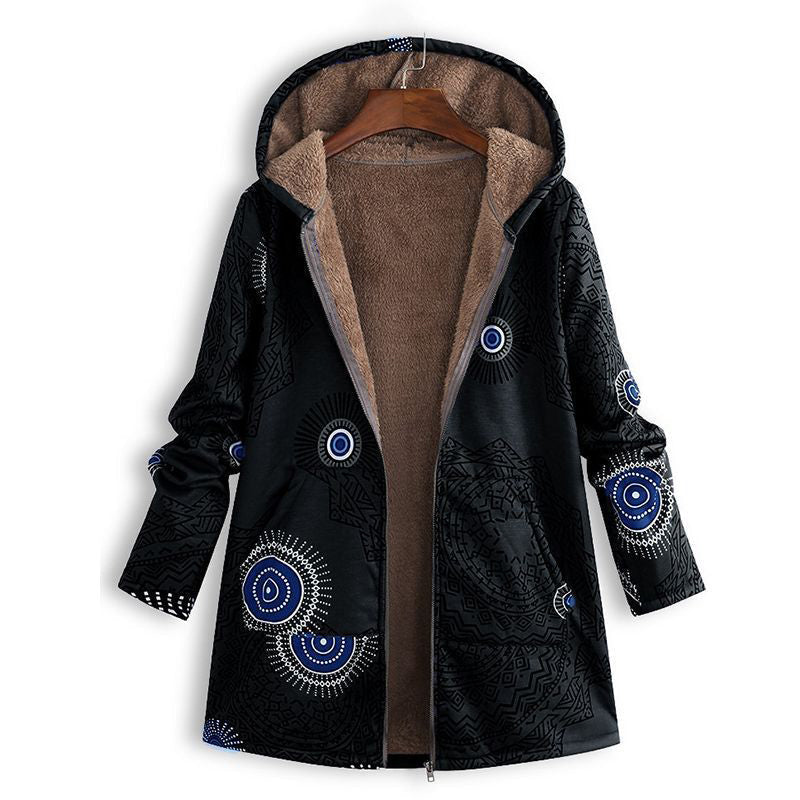🍂Autumn Hot Sale 50% OFF🔥Women's Vintage Leaf Print Hooded Coat