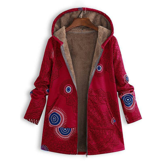 🍂Autumn Hot Sale 50% OFF🔥Women's Vintage Leaf Print Hooded Coat