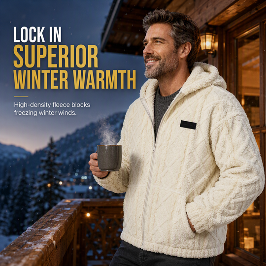 🔥LAST DAY SALE 50% OFF!!🔥Men's Cable Embossed Sherpa Fleece Zip Up Hooded with Pockets