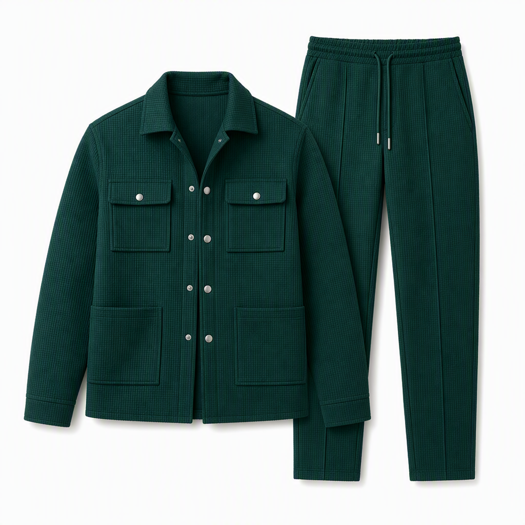 ⏰ 50% discount on season change - quality at half price!✨Men's Casual Waffle Knit Jacket and Pants Set
