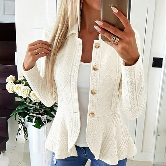 ✨ Elegant Gathered Peplum Blazer For Women - Feminine Silhouette, Peplum Cut, Elegant
