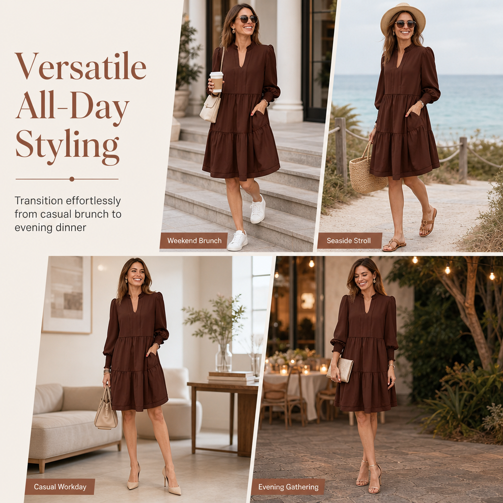 ✨Women's V-Neck Tiered Ruffle Mini Dress – Flirty, Flattering, Effortless Summer Style