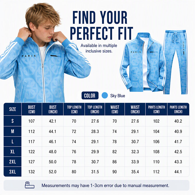 ✨Men's Geometric Print Full-Zip Jacket & Pants Set