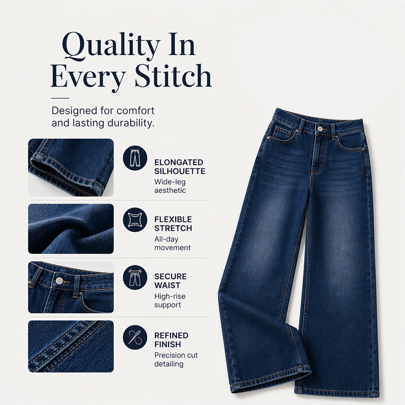 🌸💖Women's High-Rise Wide-Leg Stretch Jeans
