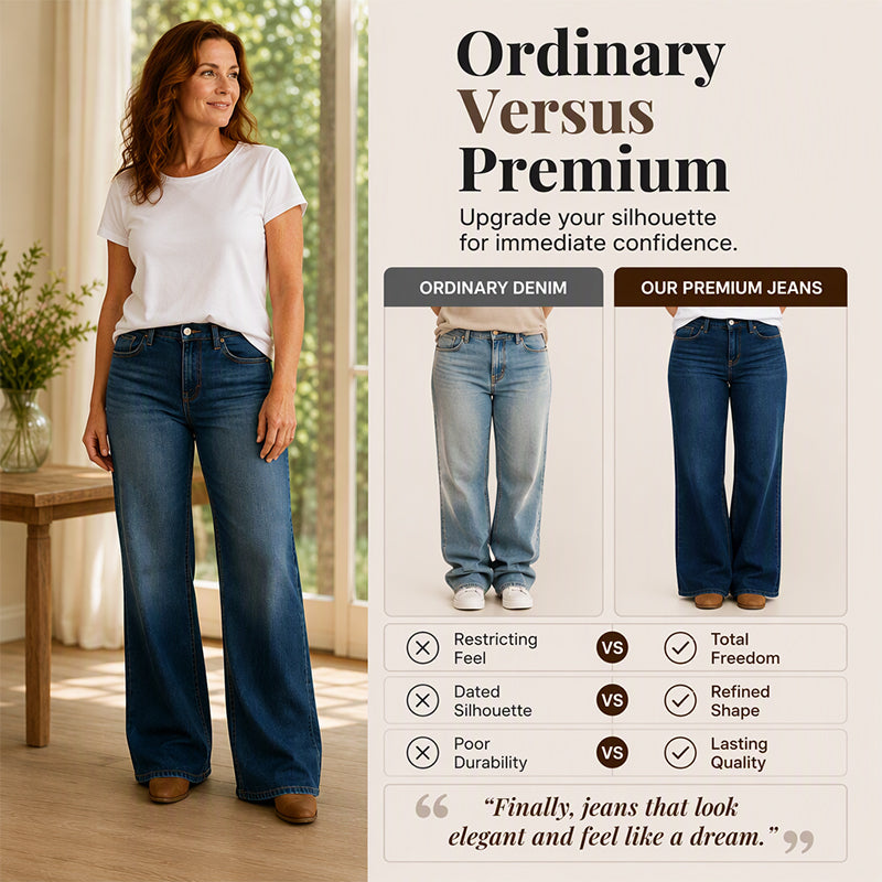 🌸💖Women's High-Rise Wide-Leg Stretch Jeans