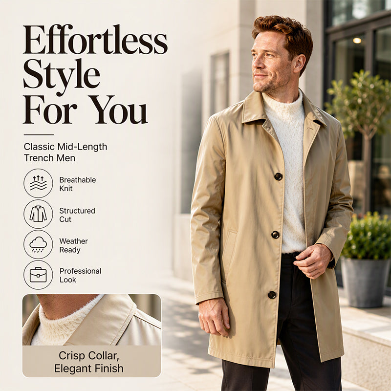 🍂Autumn Hot Sale 50% OFF🔥Men's Minimalist Single-Breasted Mid-Length Coat