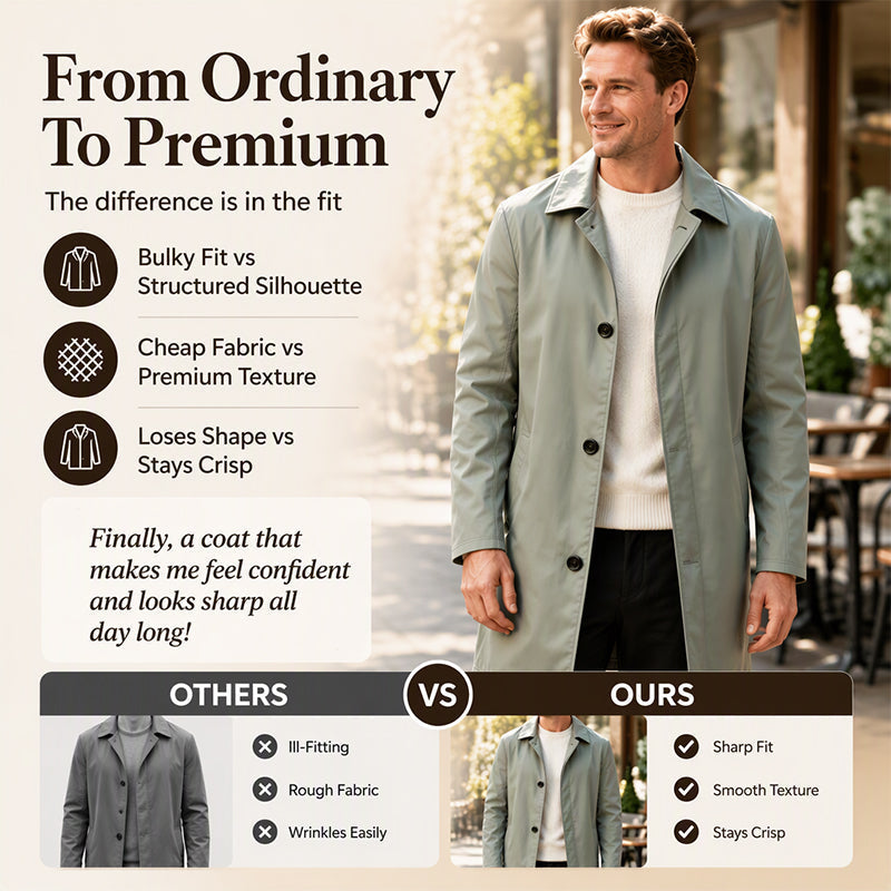 🍂Autumn Hot Sale 50% OFF🔥Men's Minimalist Single-Breasted Mid-Length Coat