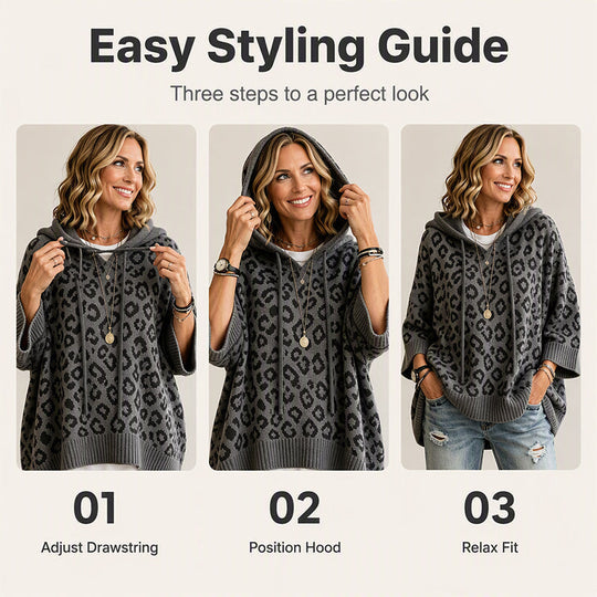 Women’s Leopard Print Knitted Hoodie 