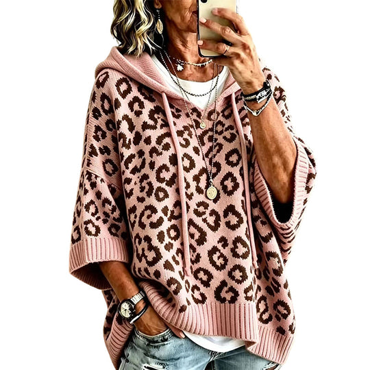 Women’s Leopard Print Knitted Hoodie 