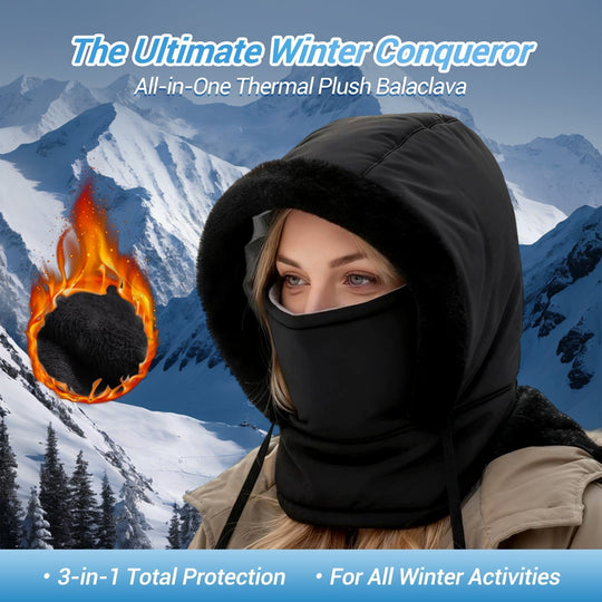 ❄️Plush-Lined 3-in-1 Winter Balaclava – Hood, Face Cover & Neck Warmer