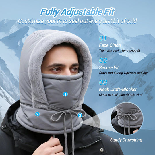 ❄️Plush-Lined 3-in-1 Winter Balaclava – Hood, Face Cover & Neck Warmer