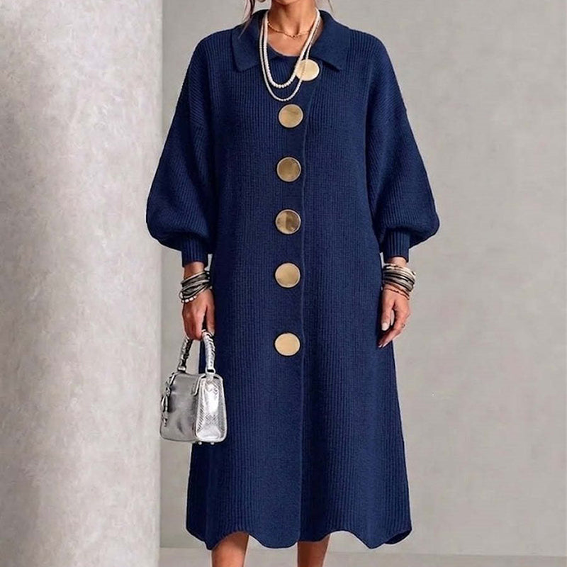 🖤Black Friday Sale:50% OFF🖤✨Women's Lantern Sleeve Ribbed Knit Maxi Dress