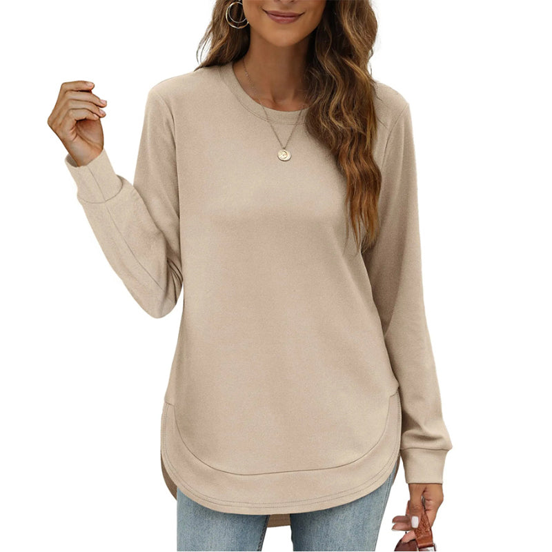 🖤Black Friday Sale:50% OFF🖤✨🍂 Women’s Solid High Low Hem Long-Sleeve Tops