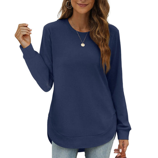 🖤Black Friday Sale:50% OFF🖤✨🍂 Women’s Solid High Low Hem Long-Sleeve Tops