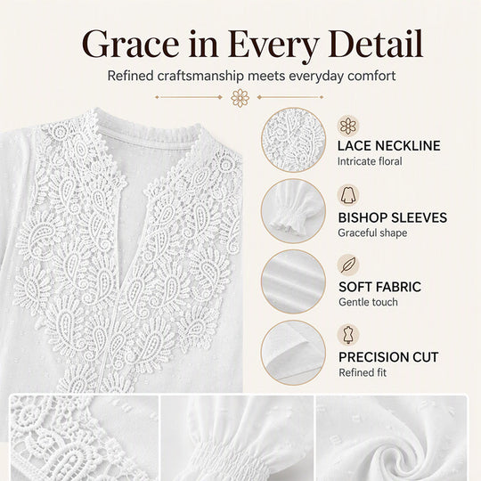 👗Delicate Lace, Sexy V-Neck👚 Women's Lace V-Neck Long Sleeve Top – Slim Fit | Elegant & Alluring ✨