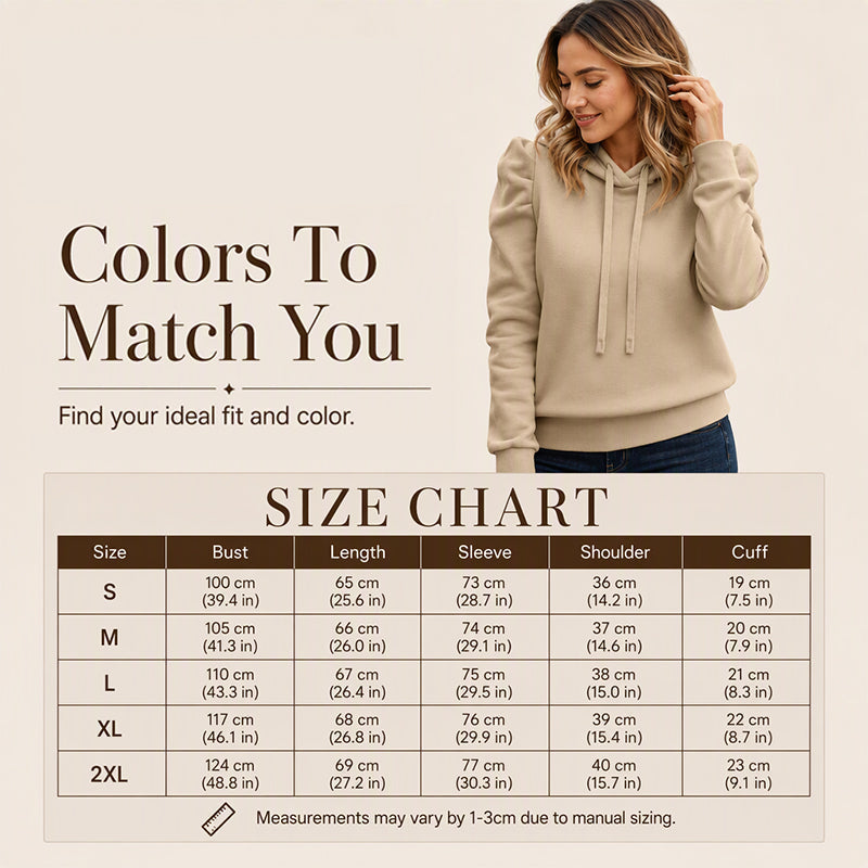 Women's Casual Chic Puff Sleeve Hoodie