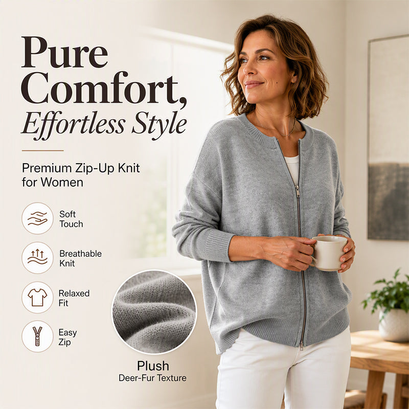 ☁️Women's Casual Zip-Up Knit Jacket