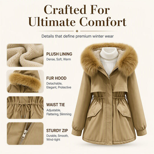 ⚡Free Shipping🔥Women's Mid-Length Plush-Lined Parka Jacket