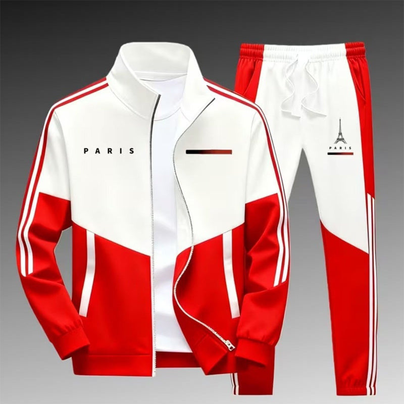 Men's Colorblock Zip-Up Jacket & Drawstring Pants Set