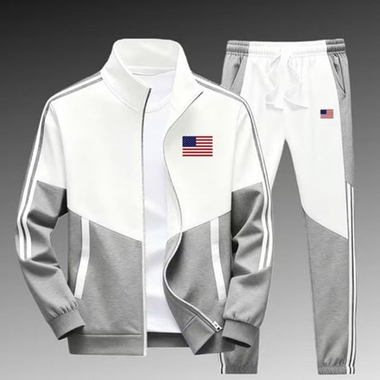 Men's Colorblock Zip-Up Jacket & Drawstring Pants Set