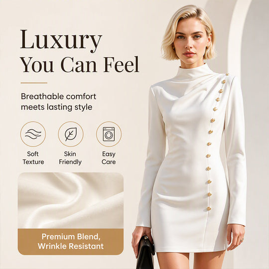 Women's Mock Neck Draped Mini Dress