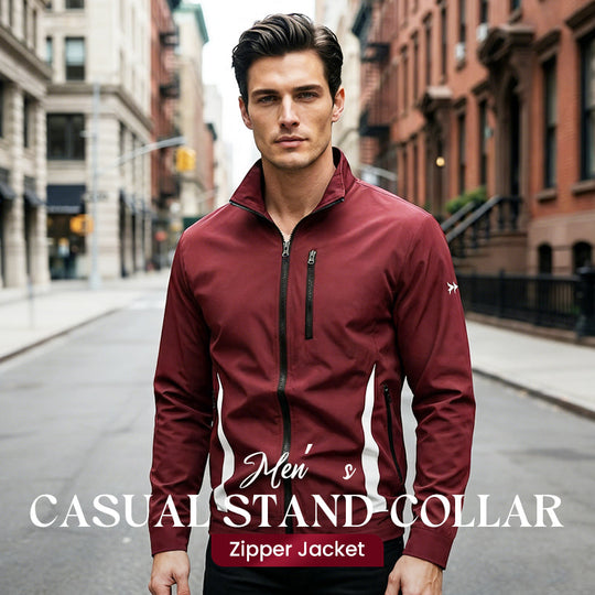 Men’s Casual Stand-Collar Zipper Jacket