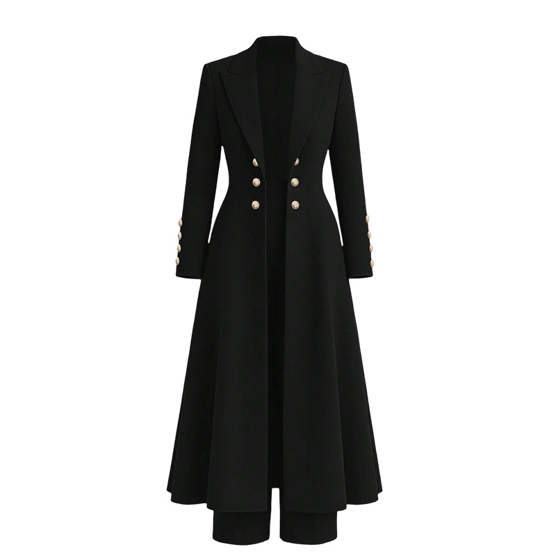 ⏰  💖Black Friday Mega Deal – 50% off!💖✨Women's Elegant Autumn 2 Piece Outfit Set with Retro Long Sleeve Coat and Simple Trousers