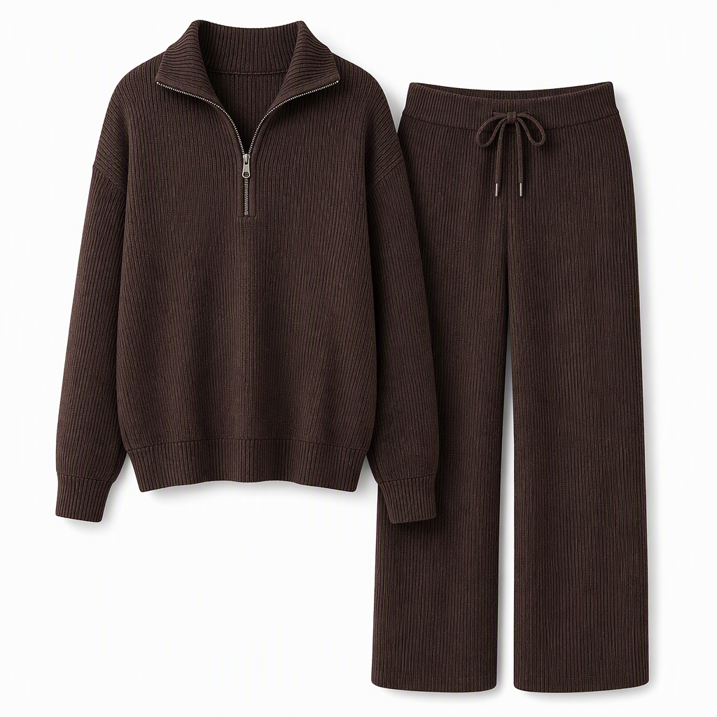 Women's Knitted Pullover & Wide-Leg Pants 2-Piece Set
