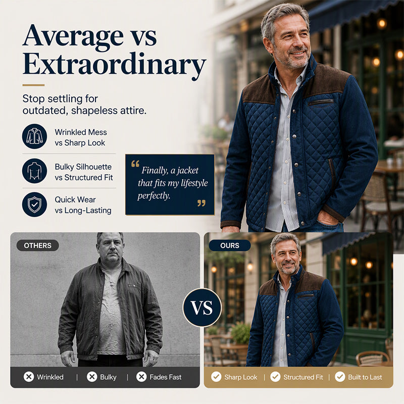 Men's Casual Stand Collar Warm Quilted Jacket