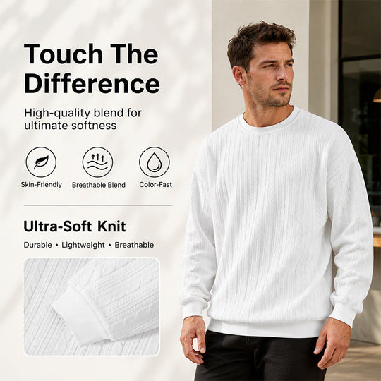Men's Cable Knit Crewneck Sweatshirt